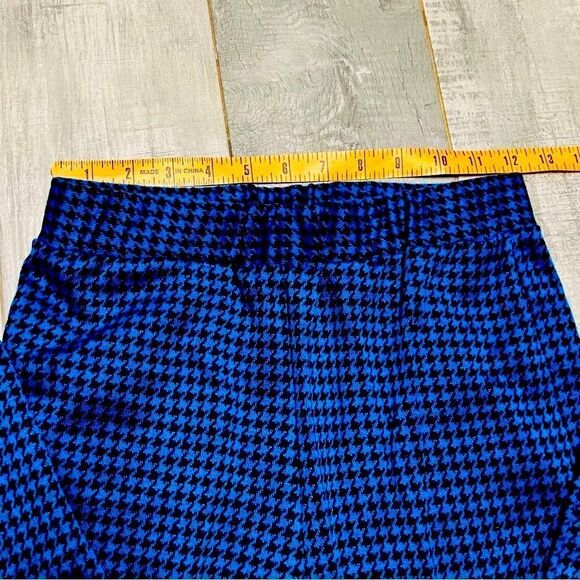 Vtg 60s 70s Houndstooth Blue Black Houndstooth Knit High Waist Stretch Pant M - Picture 4 of 13